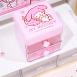 boîtes bijoux dessins animés hello kitty my melody cinnamoroll kawaii poignées blanches rose blanc