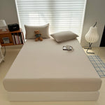 housse lit drap housse matelas beige clair uni satiné élastique moderne lit double