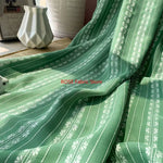tissu jacquard rayé blanc fleurs noires vert classique opacité couture printemps robe haut chemisier