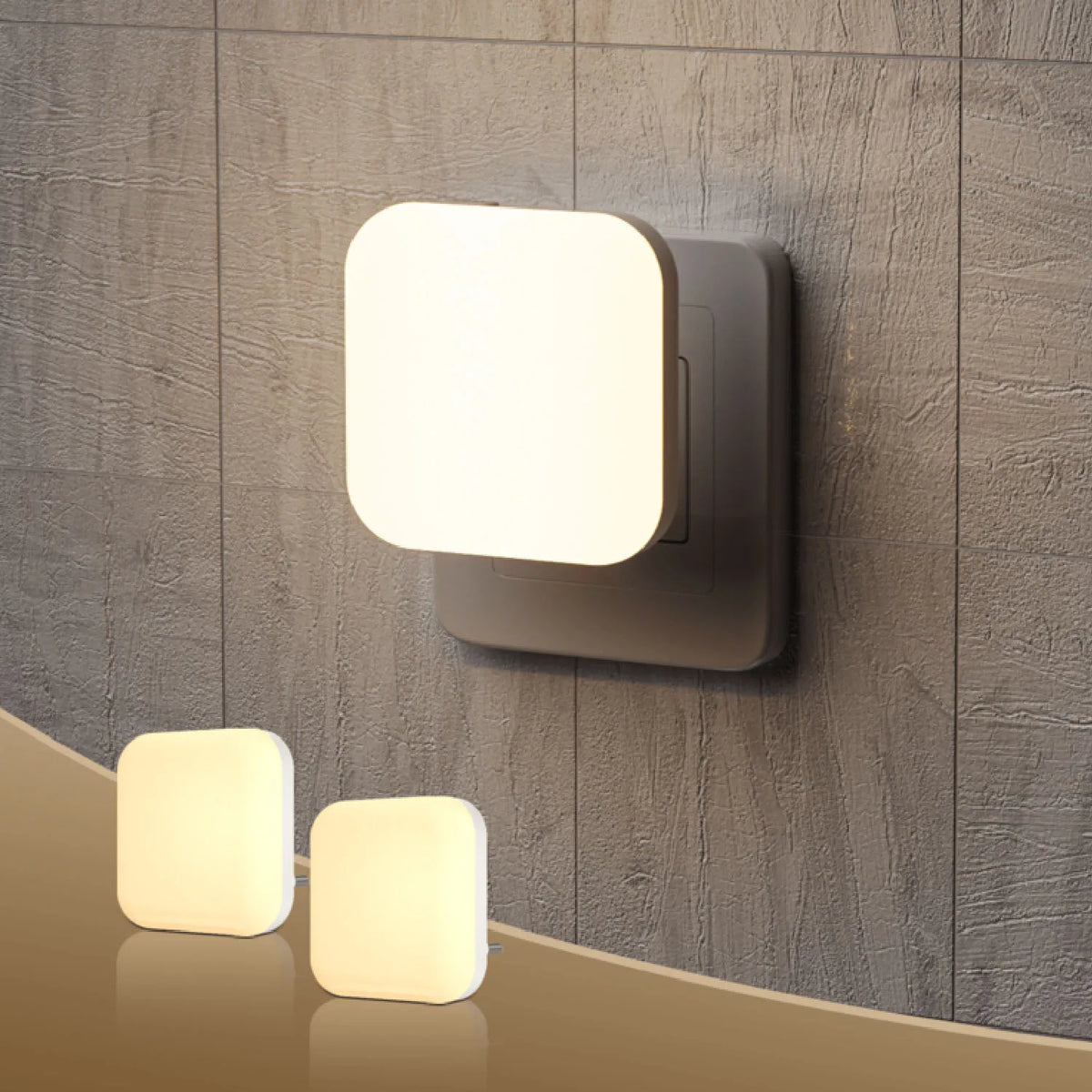 veilleuse led petite lampe deco moderne blanc gris foncé minimaliste chambre salle bain escalier