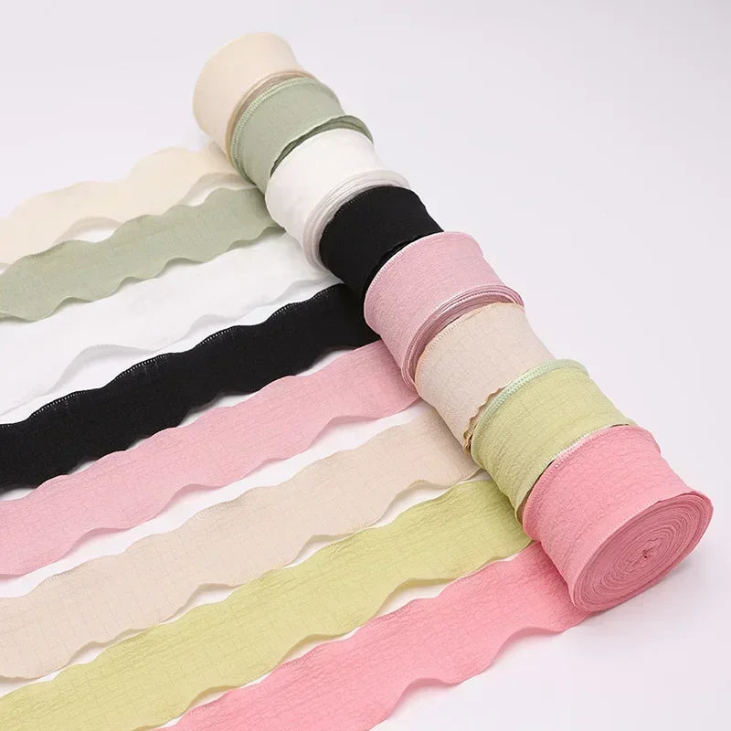 rubans polyester 4cm violet rose beige vert orange motifs franges opaques élégants bricolage bouquets