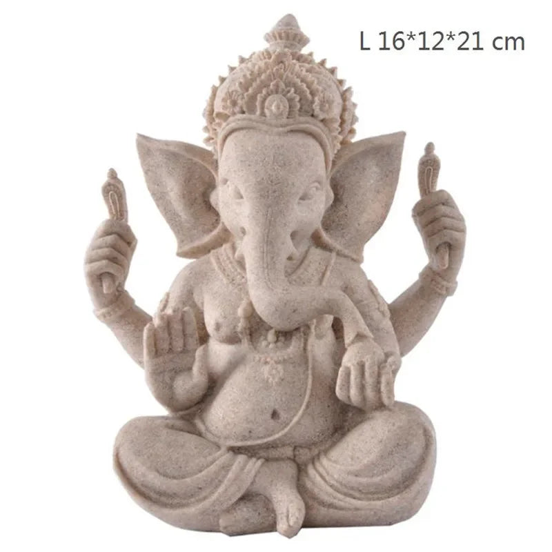 statue ganesh pierre beige texture granulée indien cendrier fixations traditionnel