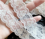 ruban dentelle motif floral blanc classique 2.3cm largeur 10mètres écologique tissu maille