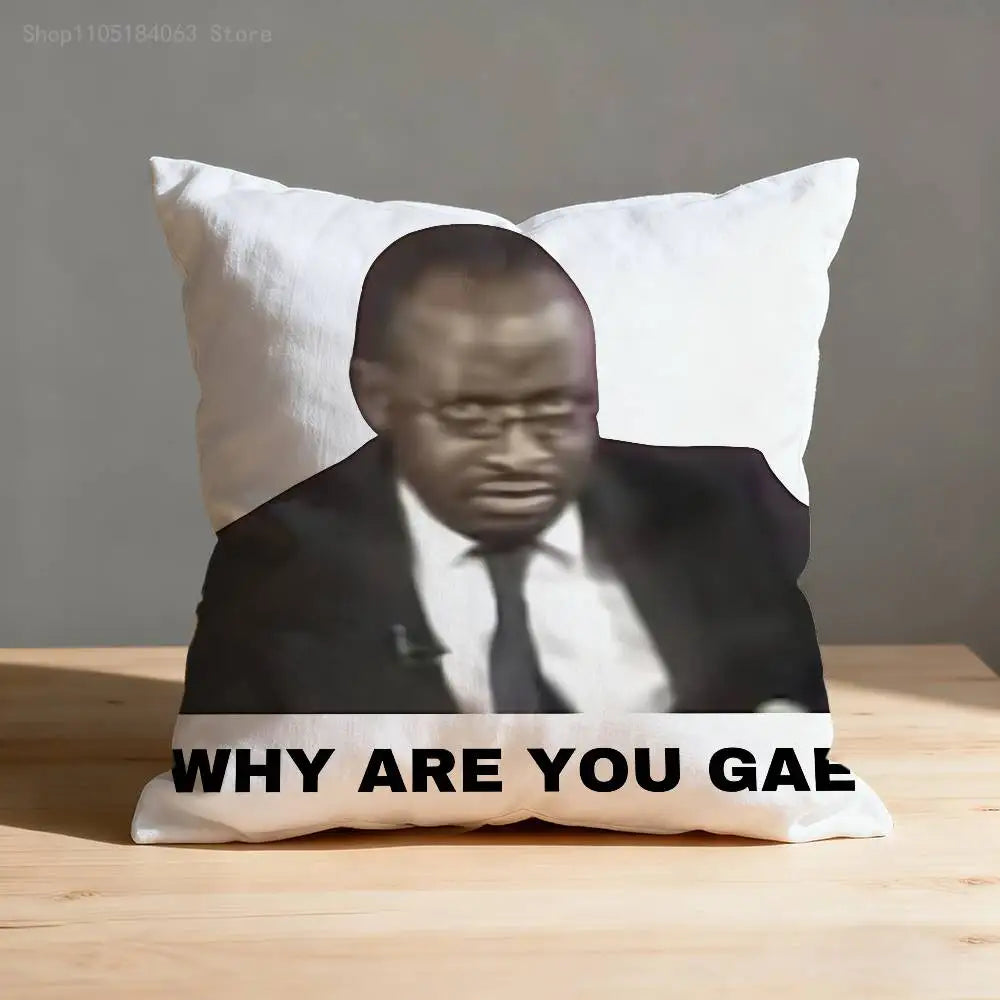taie d'oreiller imprimé why are you gae carré moderne polyester blanc coussin décoratif