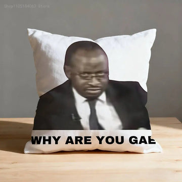 taie d'oreiller imprimé why are you gae carré moderne polyester blanc coussin décoratif