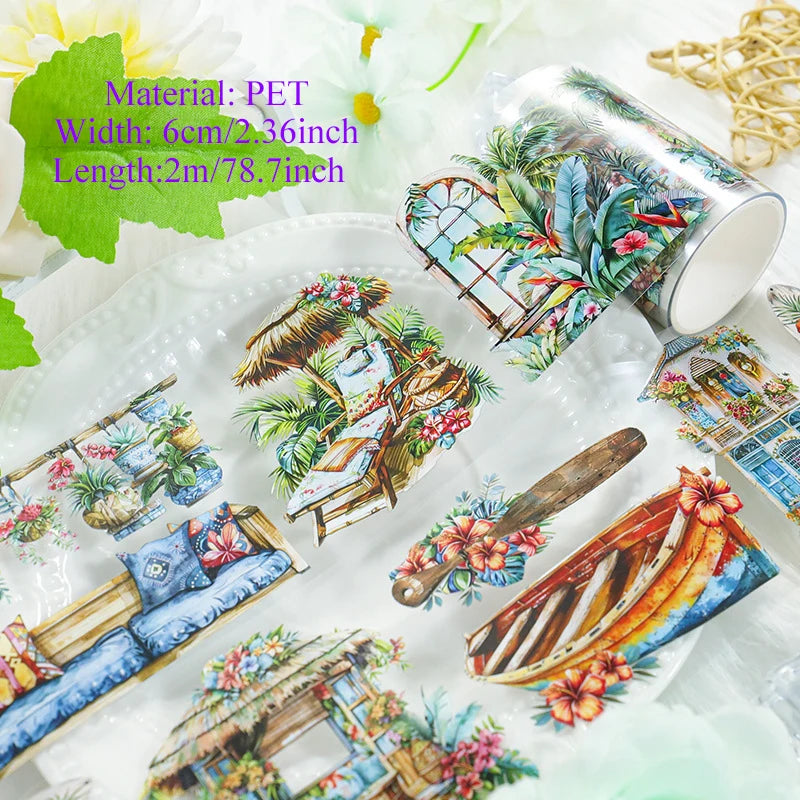 ruban adhésif décoratif motifs fleurs papillons animaux scrapbooking journal intime papeterie