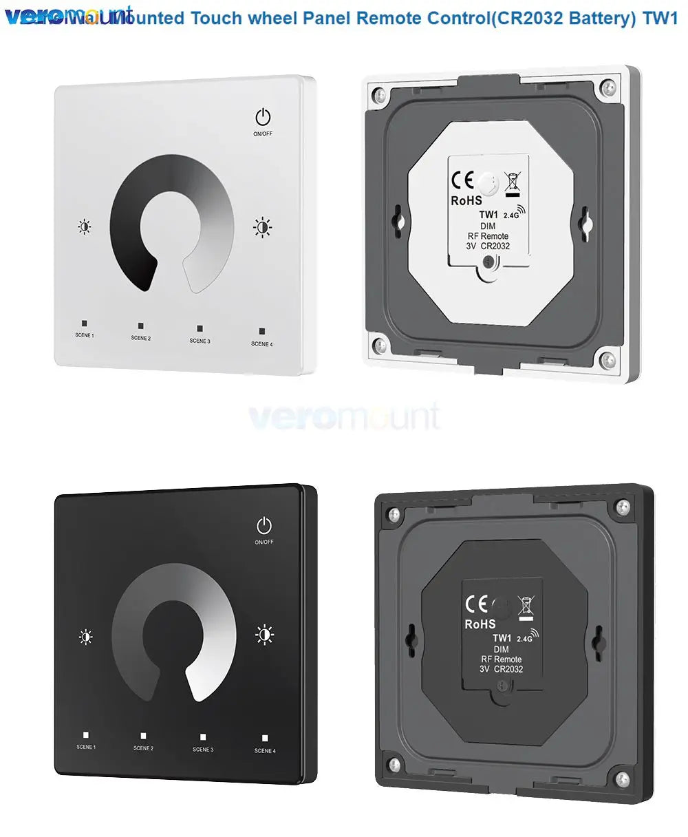 contrôleur rf 2.4g led wall mounted touch panel zone rgb cct dimming veromount