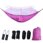hamac camping extérieur portable deux personnes vert olive camouflage simple moustiquaire nylon poids léger