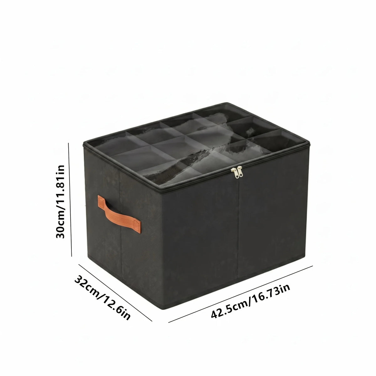 boîte rangement chaussures noire tissu non tissé moderne poignées orange 12 compartiments pliable