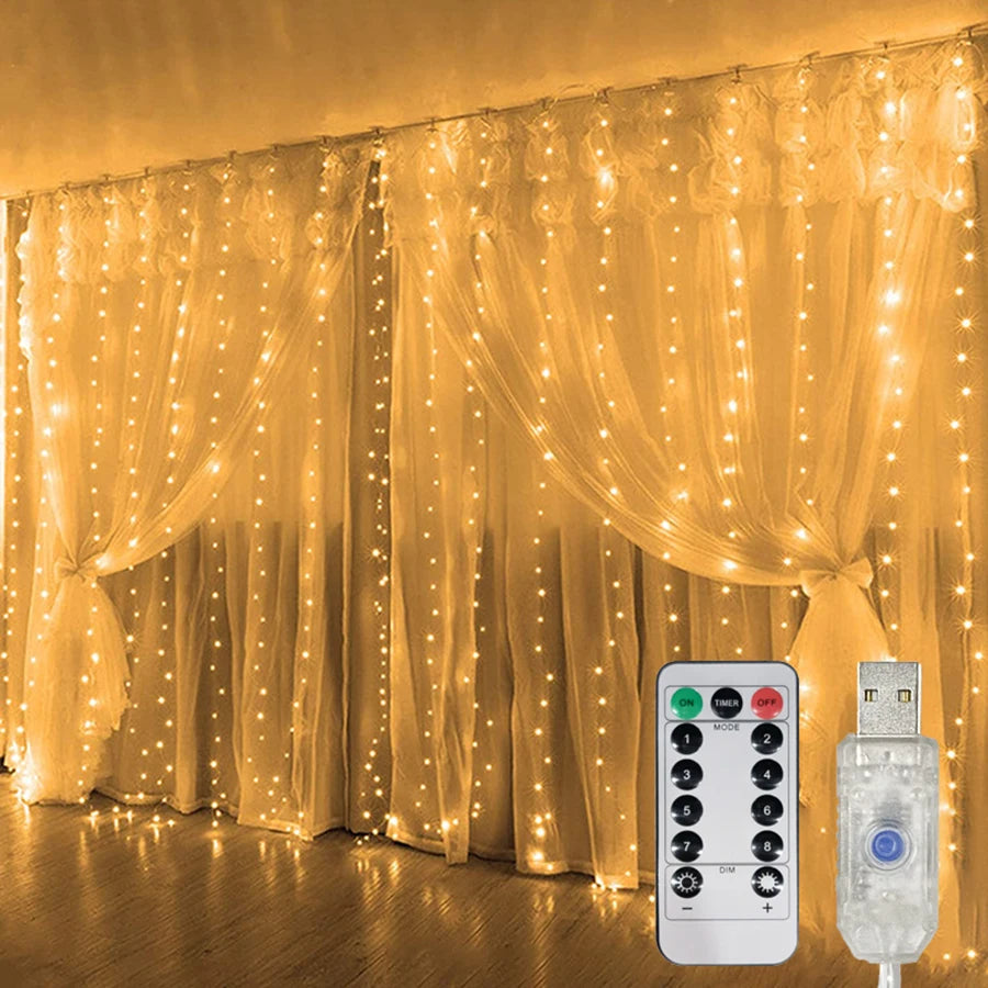 rideau lumineux led usb décoration mariage fête chambre guirlande lumineuse intérieur extérieur blanc multicolore