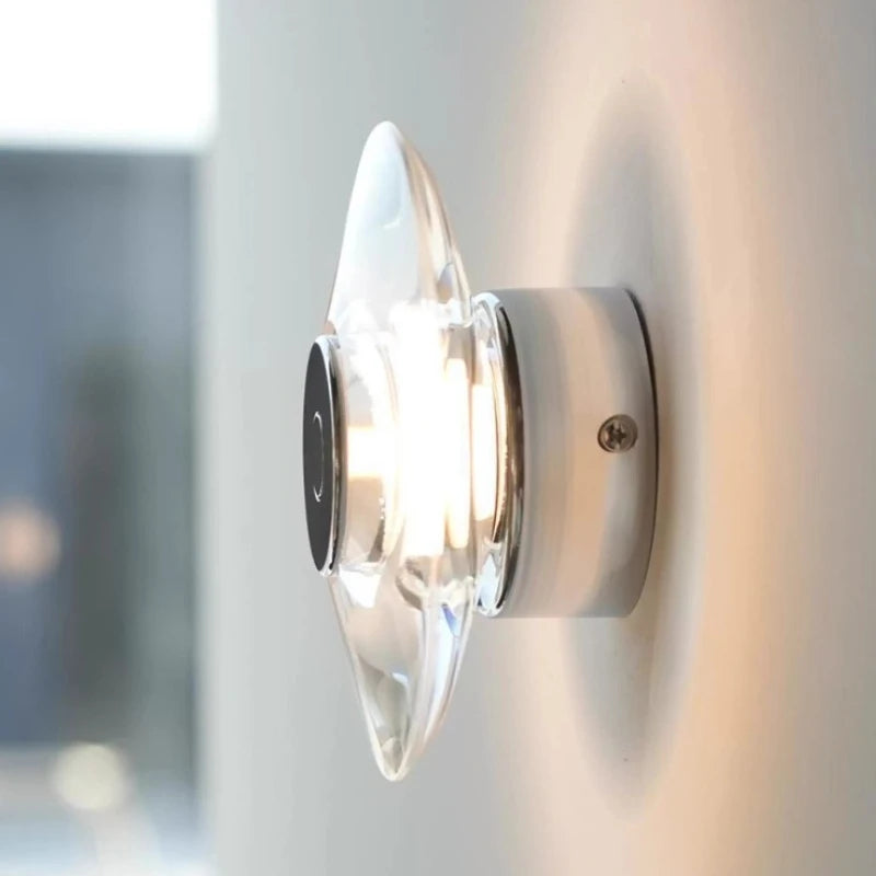 Applique murale moderne cristal argenté led transparent minimaliste fixée mur