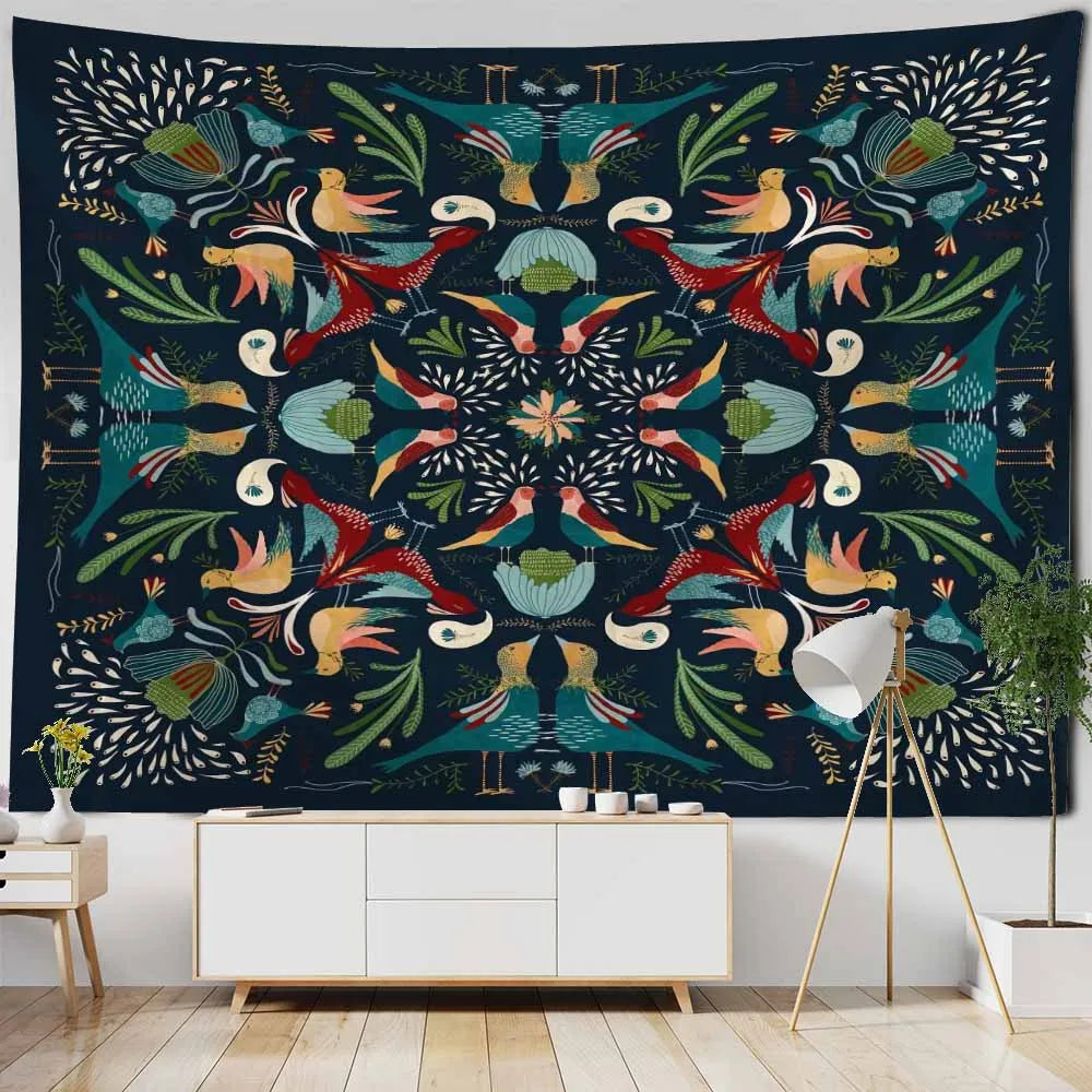 Tapisserie murale vintage plage feuilles chocolat