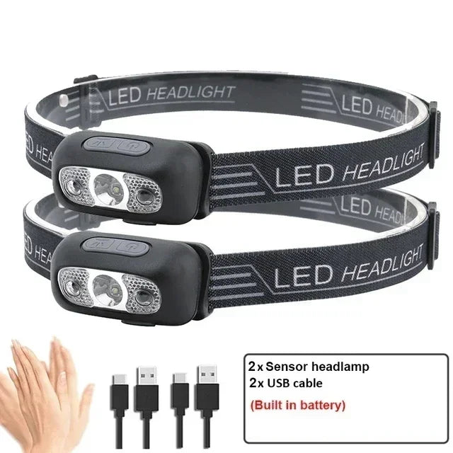 lampe frontale rechargeable led puissante mini noir bande ajustable camping