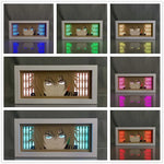 cadre lumineux illustration personnage cheveux dorés yeux différents art contemporain blanc doré chambre jeuDecoration