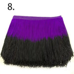 franges dégradées 100% rayonne rose bleu vert noir blanc orange violet modernes 20cm