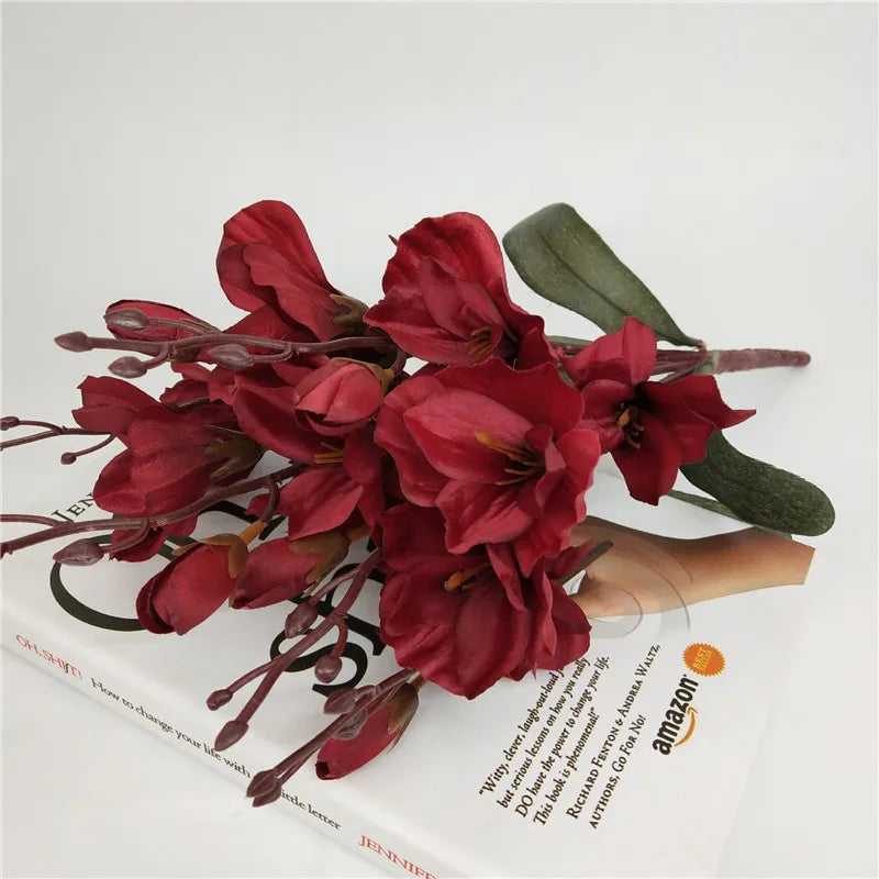 bouquet artificiel fleurs magnolia soie blanc bleu violet rouge intérieur décoration maison anniversaire fête
