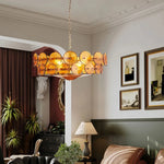 lustre moderne orange jaune blanc circulaire translucide chaîne suspension élégante 60cm 80cm