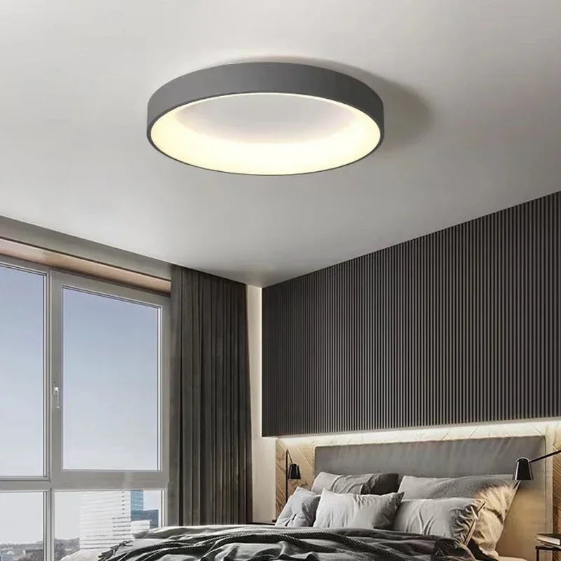 luminaire rond moderne minimaliste blanc gris led sans fil télécommande