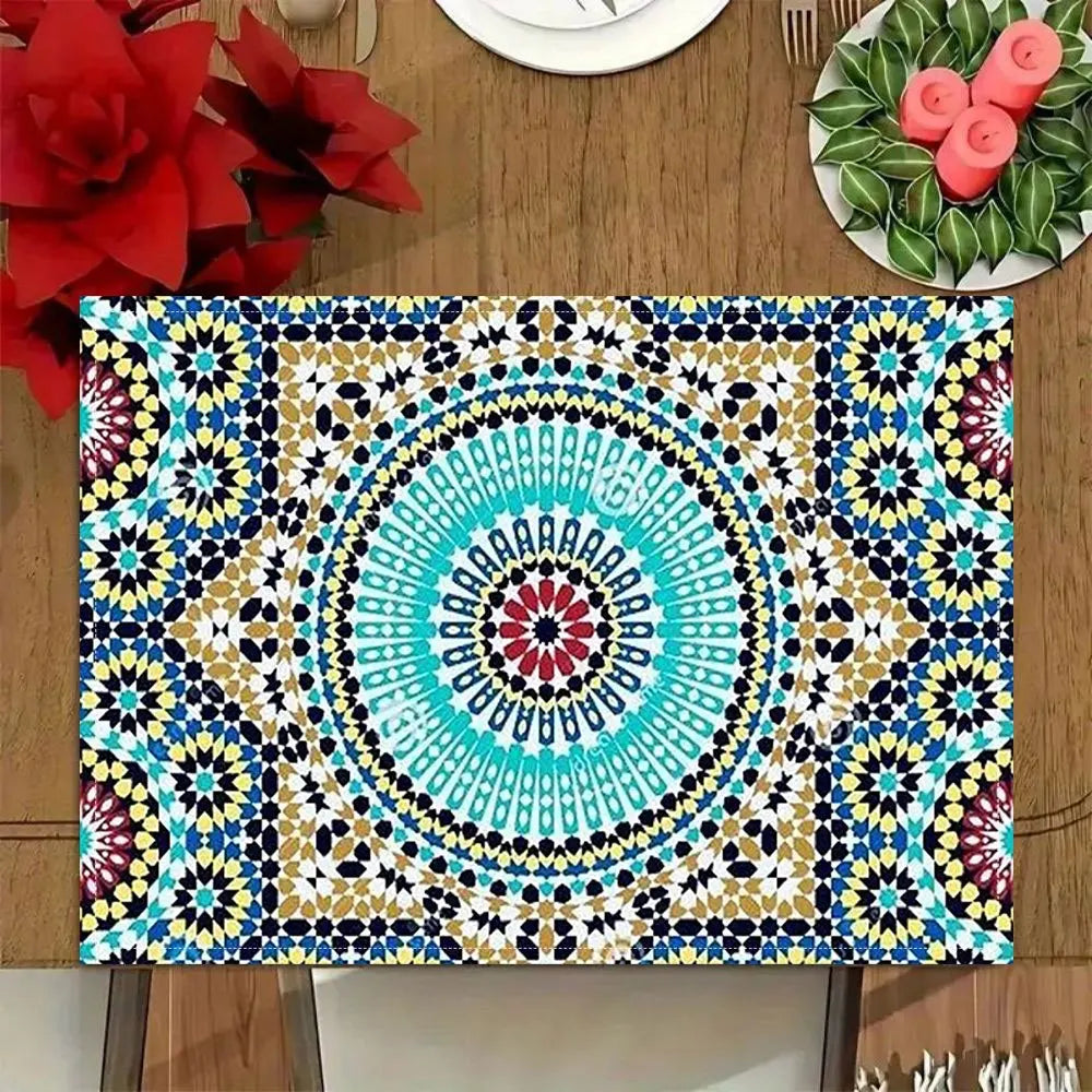 Dessous-de-plat marocain rectangle décorant une table à manger