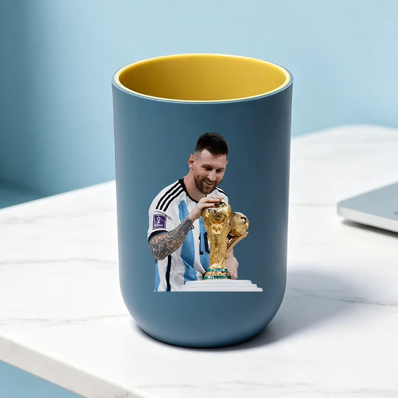 tasse unisexe moderne messi football bleu clair tasse eau brosse dents salle bain ornement