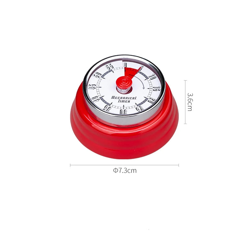 compteur temps mécanique retro couleur rouge vert jaune beige aimant horloge cuisine minuteuse analogique