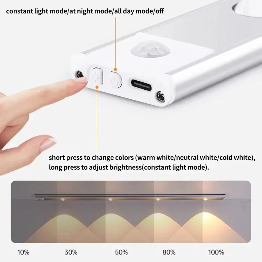 lampe led rechargeable sensor motion 20 30 40 50cm blanc moderne auto USB