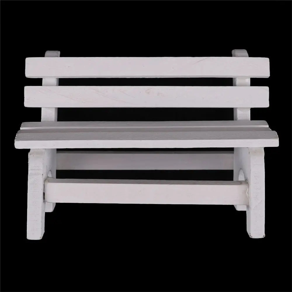 mini banc bois blanc simple décoration intérieure artisanal pastoral miniature jardin figuration