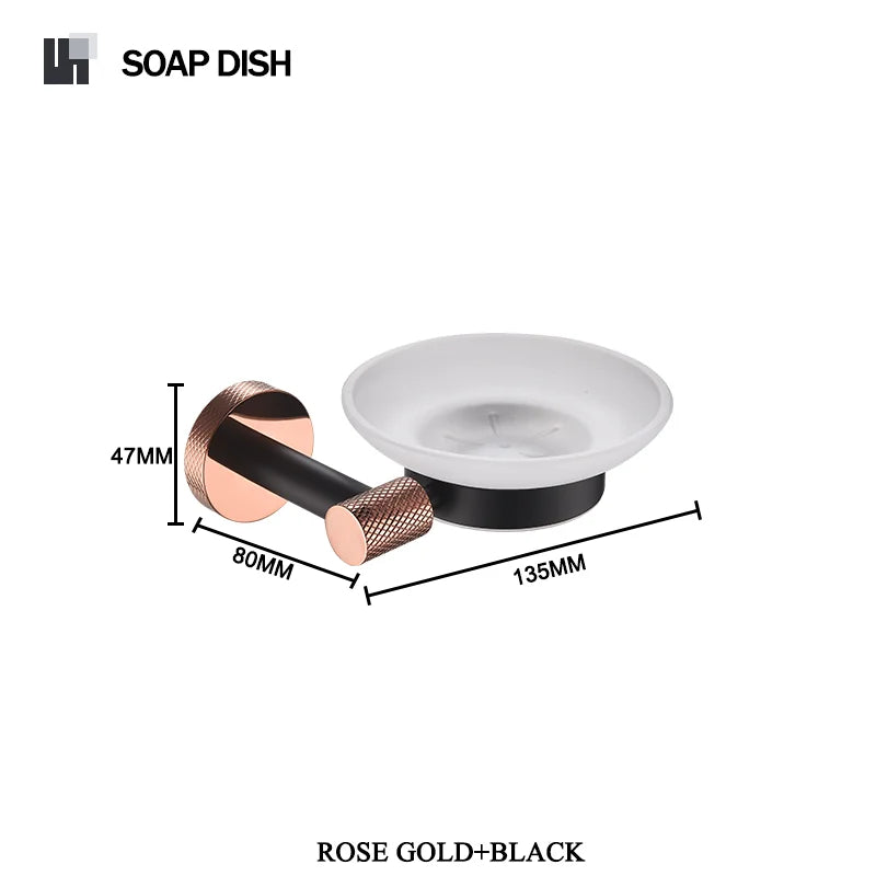 accessoires salle bain moderne porte serviettes noir cuivre doré fixations murales minimalistes