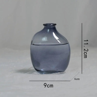 vases verre bleu marron transparent modernes minimaux fleurs artificielles 9cm 10cm 11cm