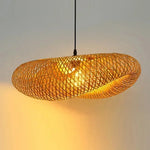 lampe suspendue tressée bambou moderne naturelle chaîne noire salon chambre vintage éclairage bois artisanal