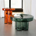 table d'appoint ronde moderne bois pierre couleur verte bleue transparente