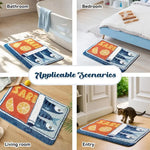tapis bain moderne fruits poissons antidérapant polyester bleu orange blanc