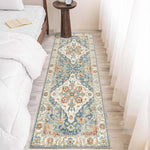 tapis bohème fleuri rectangle salon chambre doux antidérapant lavable polyester classique vintage