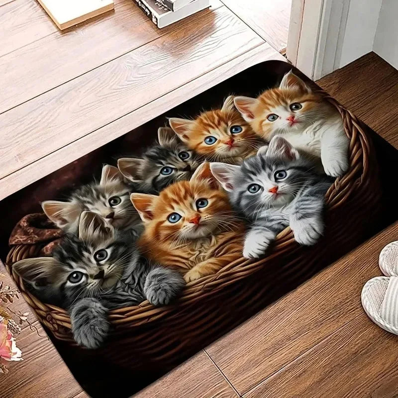 tapis sol antidérapant moderne multicolore chatons fleurs coeurs 30x50cm 40x60cm chambre salon