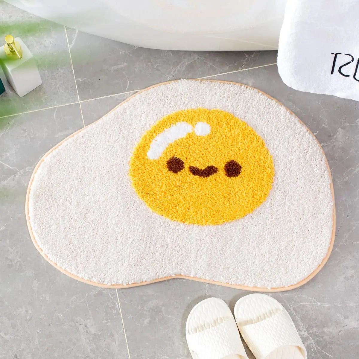 tapis sol antidérapant polyester jaune blanc décoratif enfant animal dessin kitchen non slip
