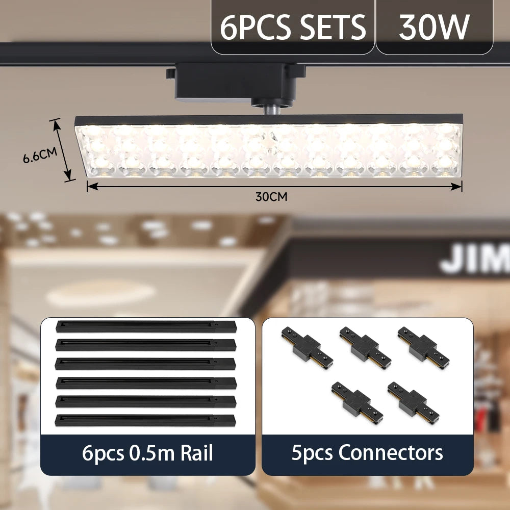 projecteurs led rail noir moderne 30w 60w 30cm 60cm facile certifiés cecccrohs