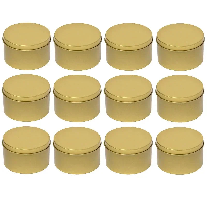boîtes rondes métal or noir argent contemporaines rangement cosmétiques skincare organiser travel tins cream