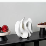 sculpture abstraite blanche contemporaine texture rugueuse décoration intérieure 22cm 14cm 24cm