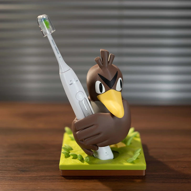 support brosse dents électrique pokémon farfetch'd cartoon enfantin marron beige jaune vert ornement salle