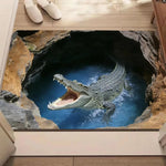 tapis sol 3d moderne bleu gris crocodile grotte eau antidérapant résistant extérieur 40x60cm