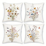 taies d'oreiller imprimées motif floral papillons moderne polyester blanc zip 40x40cm 45x45cm 50x50cm 60x60cm