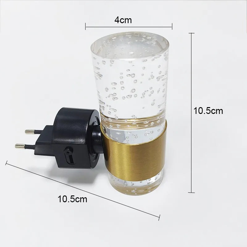 lampe nuit dorée transparente bubbles moderne adhésif plug led réglable chambre salon