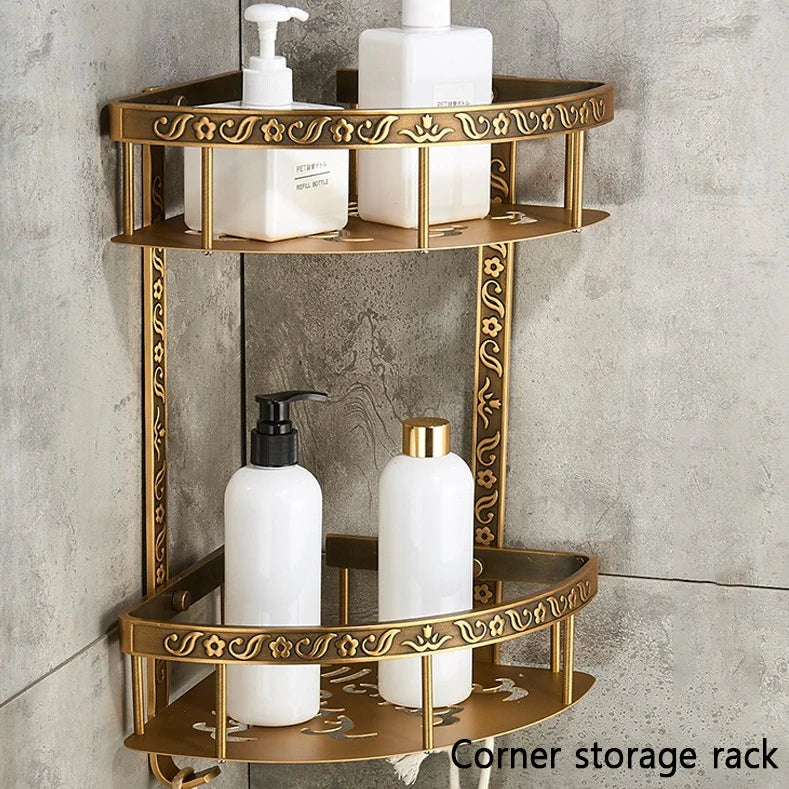 accessoires salle bain doré ornements floraux finition brillante classique porte savon porte gobelet porte