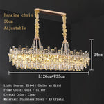 lustre pendentif cristal transparent feuilles dorées salon étude classique 2000 82000lm 90 260v