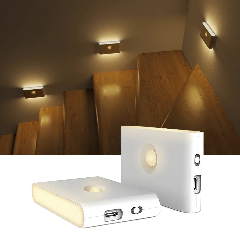 lampe nuit aimantée murale led rechargeable type blanc moderne chambre toilettes escalierurgence