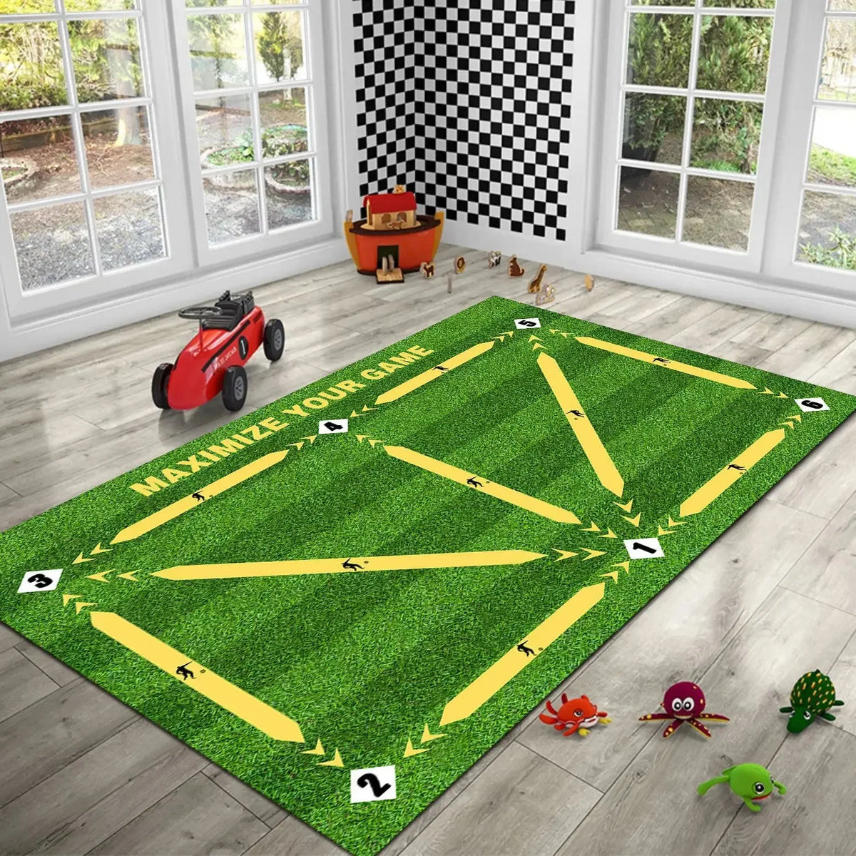 tapis entraînement football vert blanc noir terrain ballons didactique pratiqueintérieurextérieur