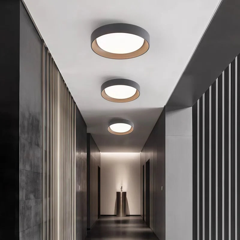 plafonnier led moderne couleur bois blanc chambre cuisine interrupteur bouton lumière changeante