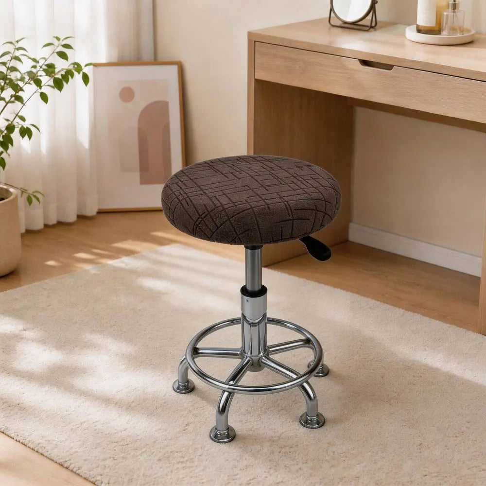 housse tabouret tissu carreaux gris moderne polyester amovible lavable adhésif protection durable cuisine salle