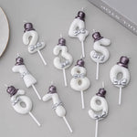 bougies chiffres blanc violet argent décoratives festives tringles numérotées cire soja sans flamme
