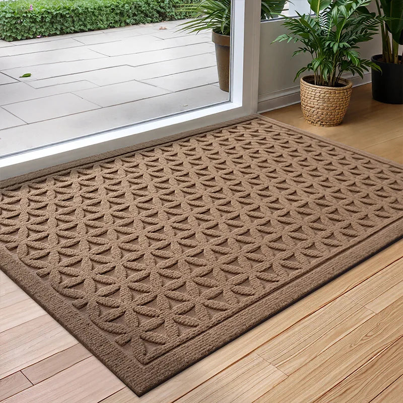 tapis d'entrée moderne anti dérapant polyester résistant saleté taille 45x75cm 60x90cm marron gris noir